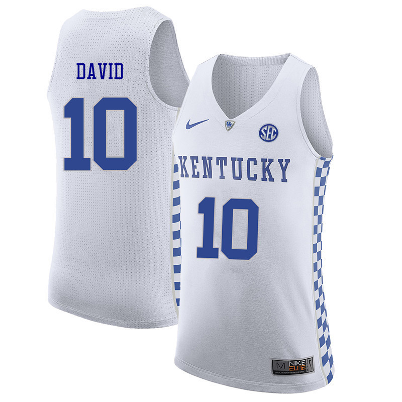 Men Kentucky Wildcats #10 Jonny David College Basketball Jerseys Sale-White